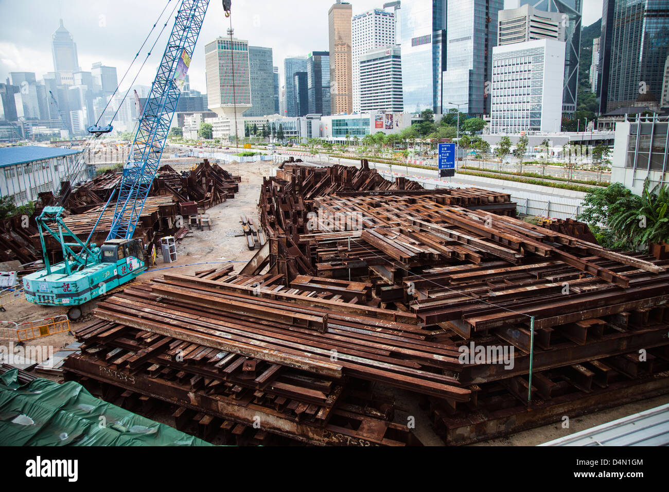 Scrap metal at a construction site in Hong Kong Stock Photo Alamy