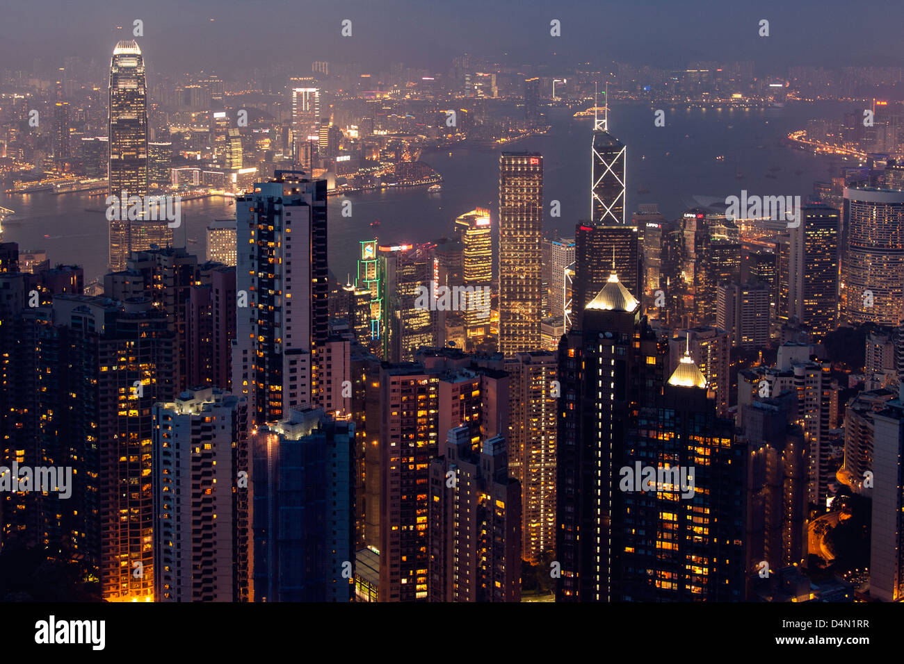 Hong Kong skyline at night as seen from Victoria Peak Stock Photo - Alamy