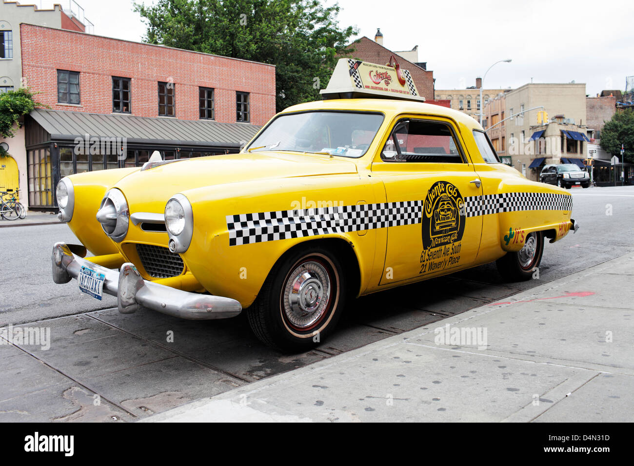 NEW YORK CITY, USA - JUNE 12: Old Studebaker brand car serving as a 'Taco Taxi'. June 12, 2012 in New York City, USA Stock Photo