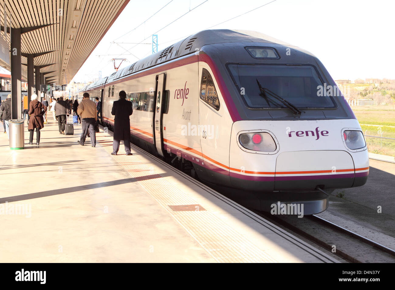 Toledo Spain the RENFE Avant high speed train connects to Madrid in 35 minutes Stock Photo