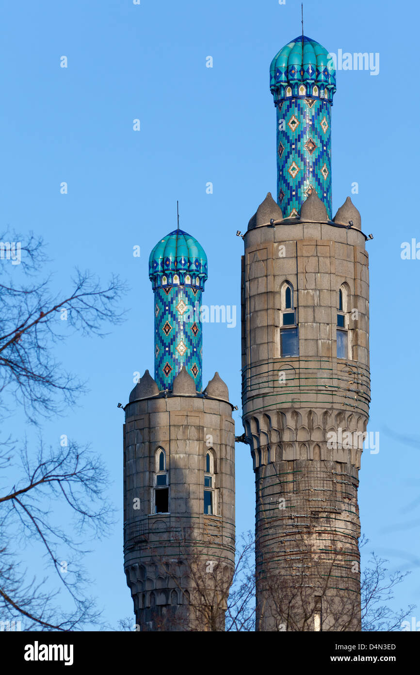The minarets of the main mosque in the city St.-Petersburg, Russia Stock Photo