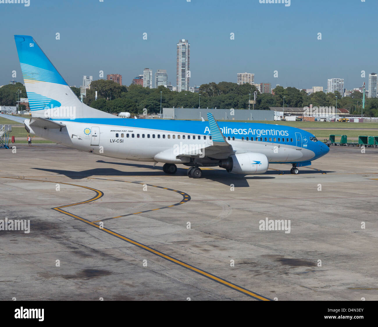 Aerolineas Argentinas airline plane at Aeroparque airport, Buenos Aires, Argentina Stock Photo