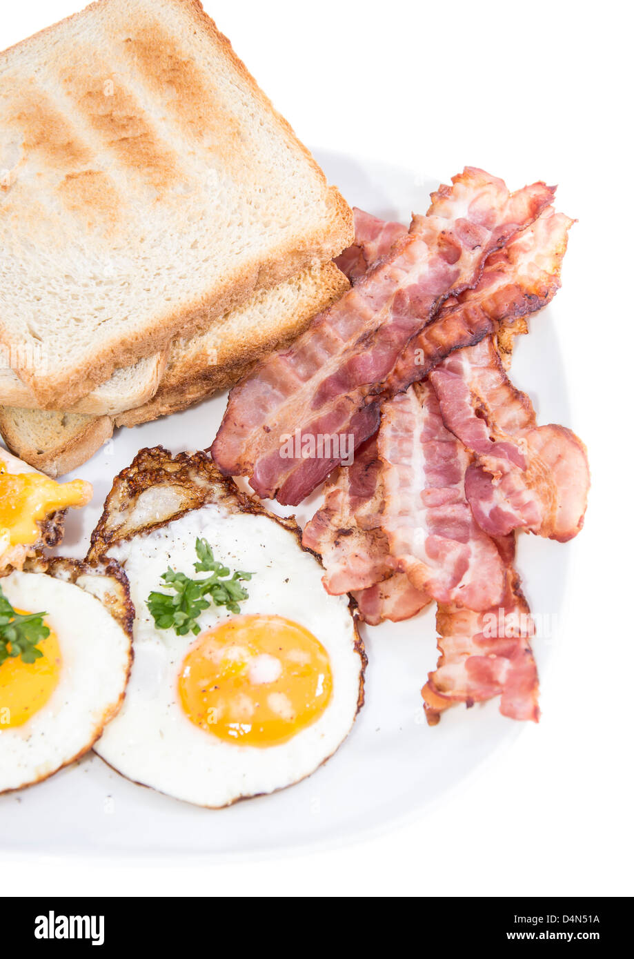 Fried Eggs and Bacon isolated on white background Stock Photo - Alamy