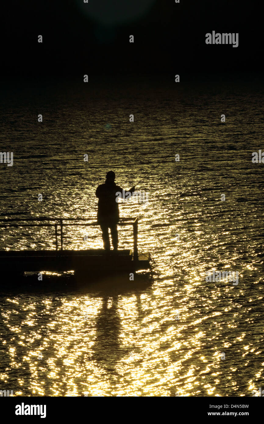 Game Fishing Ladybower Reservoir Stock Photo