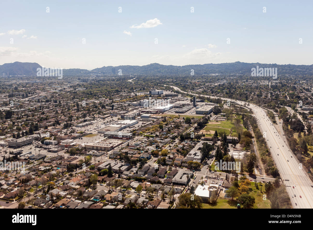 North Hollywood freeway aerial in Los Angeles, California Stock Photo