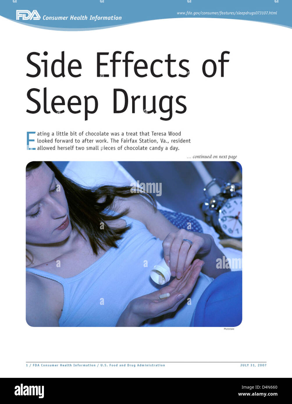 Side Effects of Sleep Drugs Stock Photo