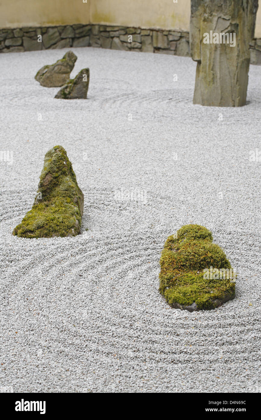 Zen stone garden, Japanese Garden Portland Oregon USA Stock Photo