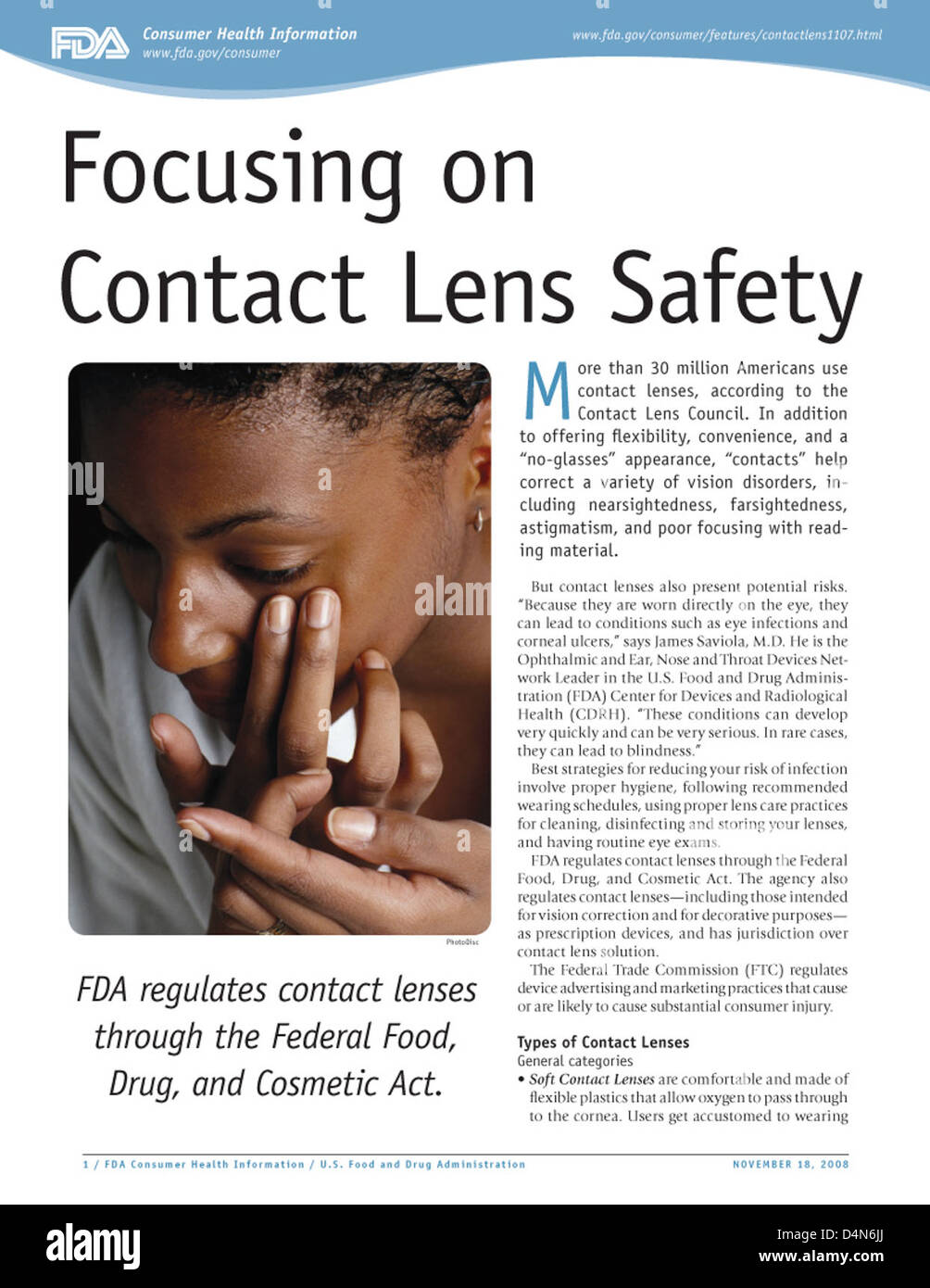 Focusing on Contact Lens Safety Stock Photo