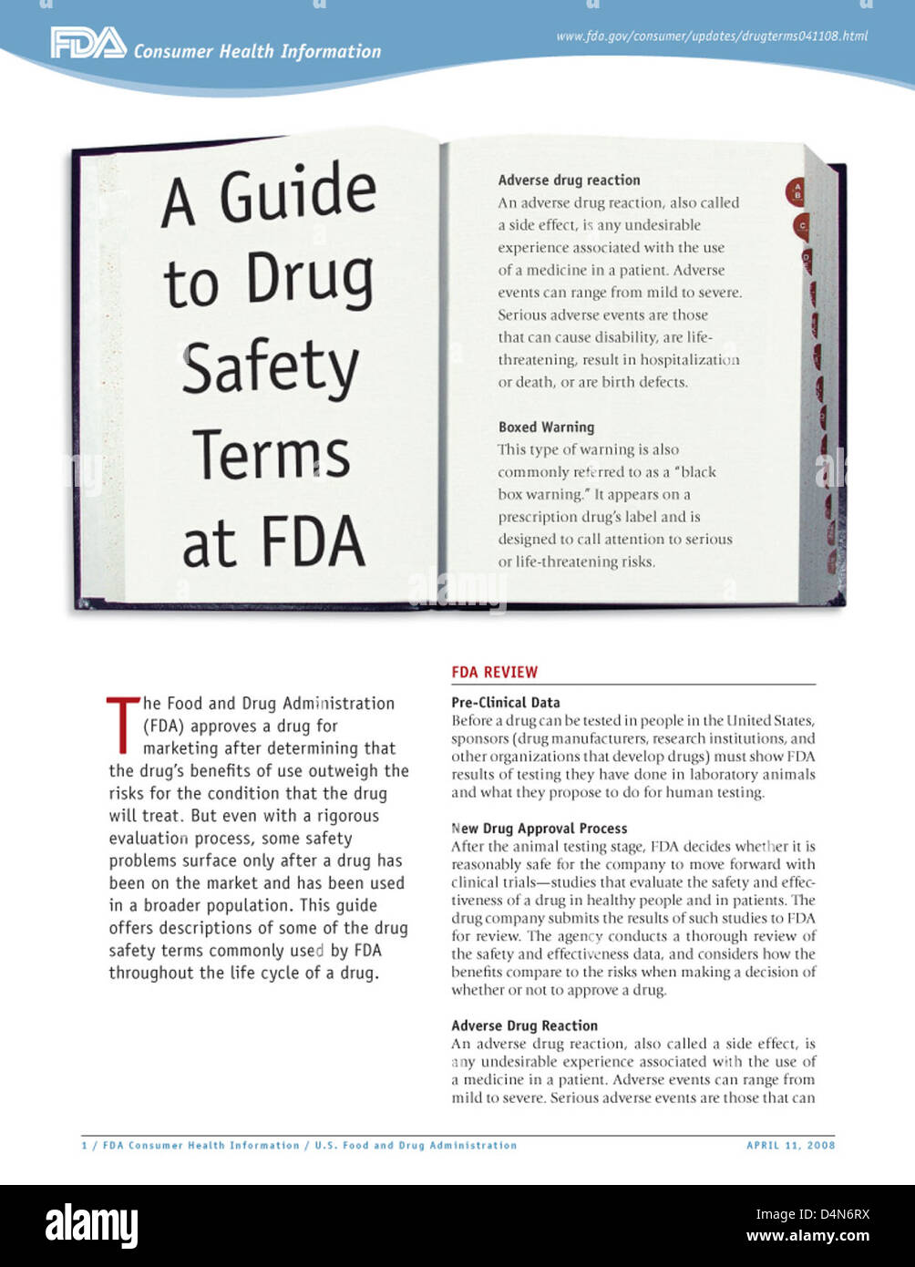 The FDA provides guidance on key drug safety terms and procedures ...