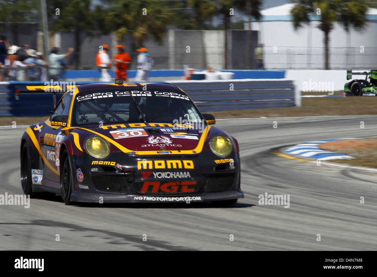 March 16, 2013 - Sebring, Florida, U.S - ALMS Round 1 Sebring 12 Hours,Sebring,FL, March 13-16 2013, HENRIQUE CISNEROS, CHRISTIAN ENGELHART, SEAN EDWARDS, NGT Motorsport Porsche GT3 Cup (Credit Image: © Ron Bijlsma/ZUMAPRESS.com) Stock Photo