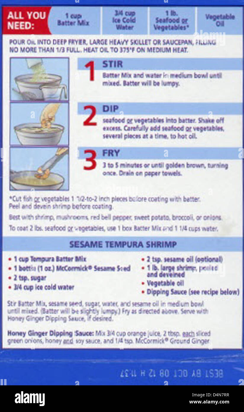 RECALLED - Tempura Seafood Batter Mix Stock Photo