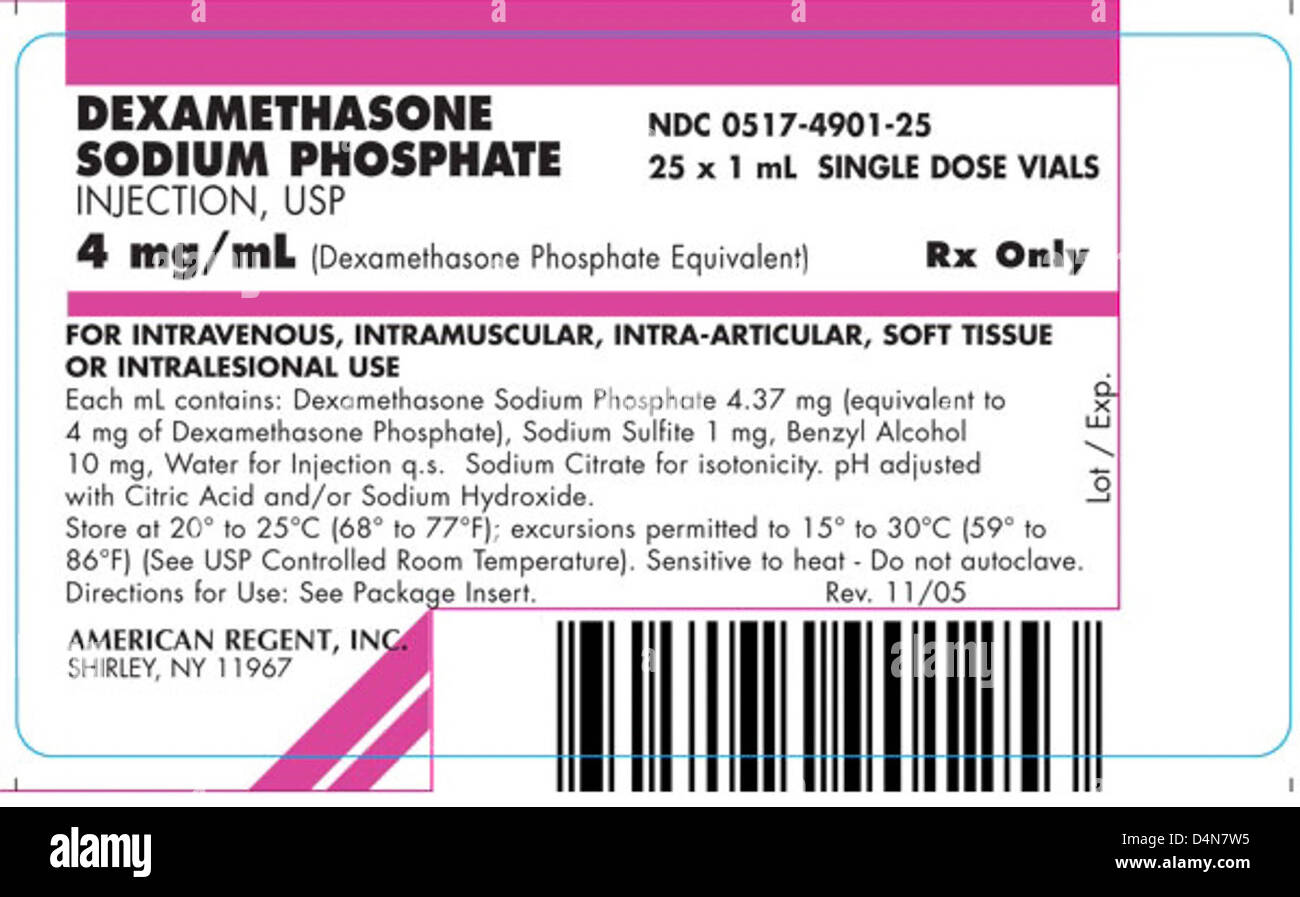 RECALLED Dexamethasone Sodium Phosphate Injection, USP, 4 mg/mL, 1 mL