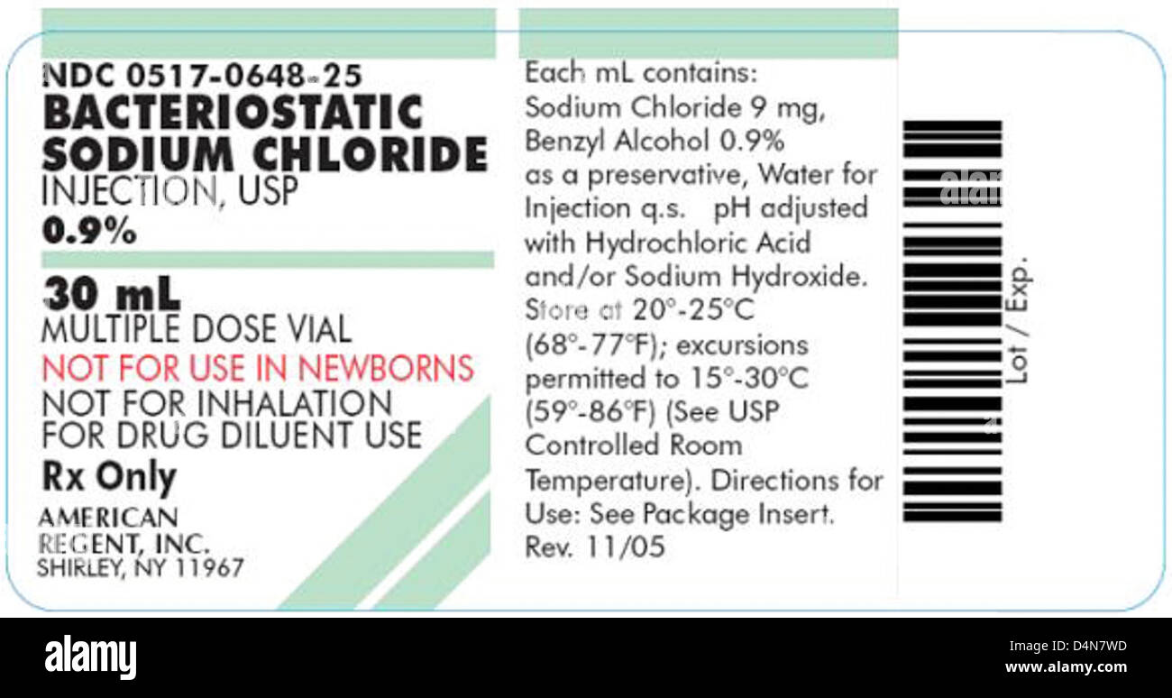 RECALLED Concentrated Sodium Chloride Injection, USP 23.4, 30 mL