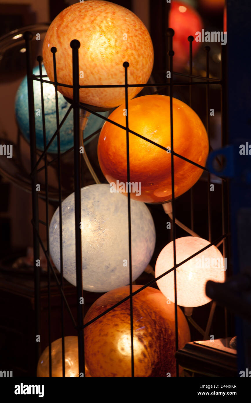 colored lighting fixtures with ball shape Stock Photo