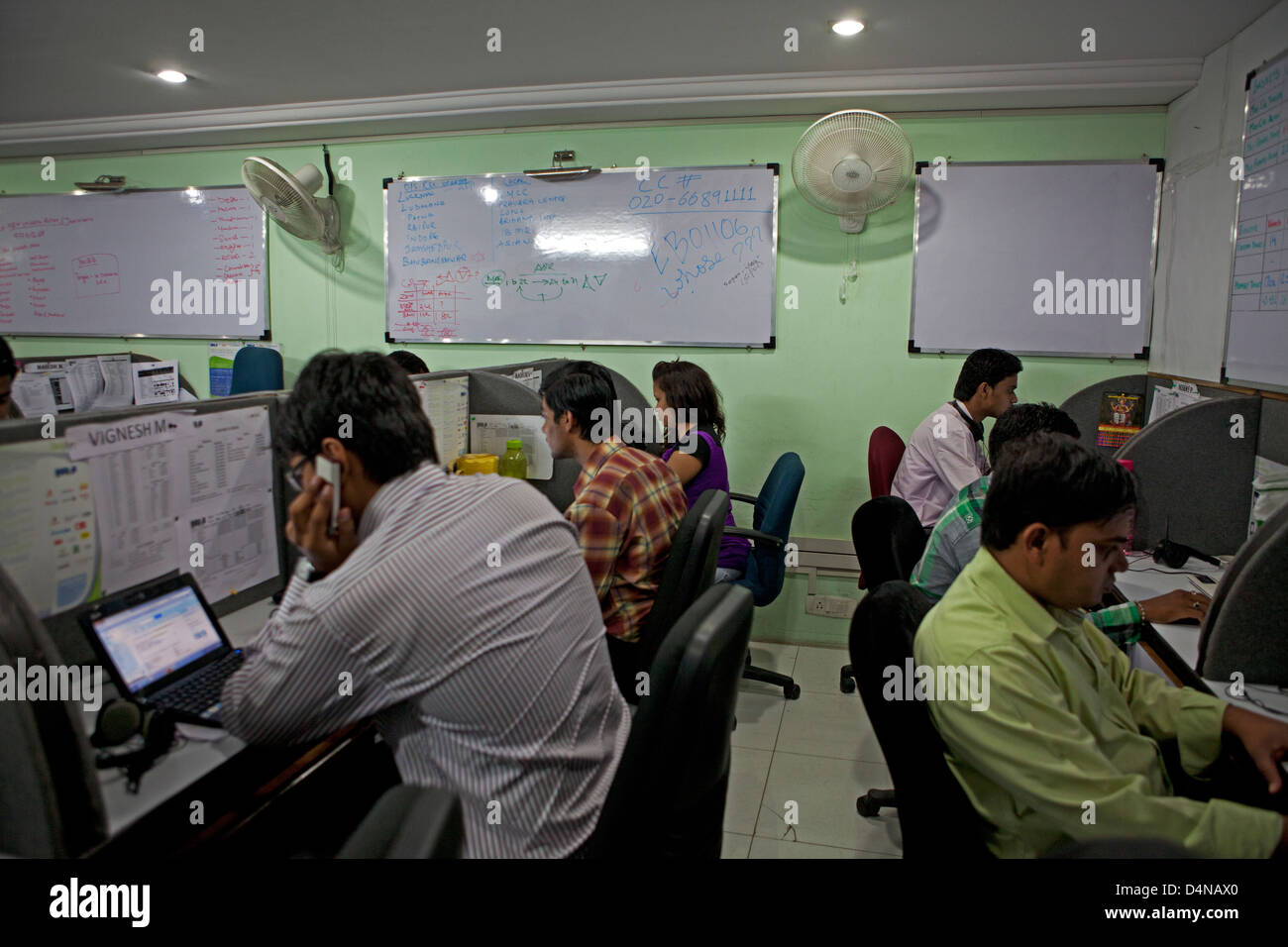 inside an Indian call-centre office, Stock Photo