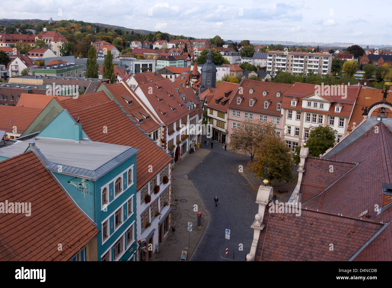 View from the town hall tower towards Gotha, Thuringia, Germany, Europe Stock Photo
