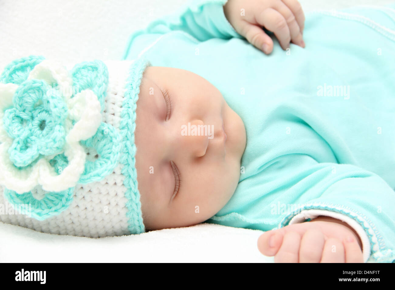 beautiful sleeping newborn baby close up Stock Photo