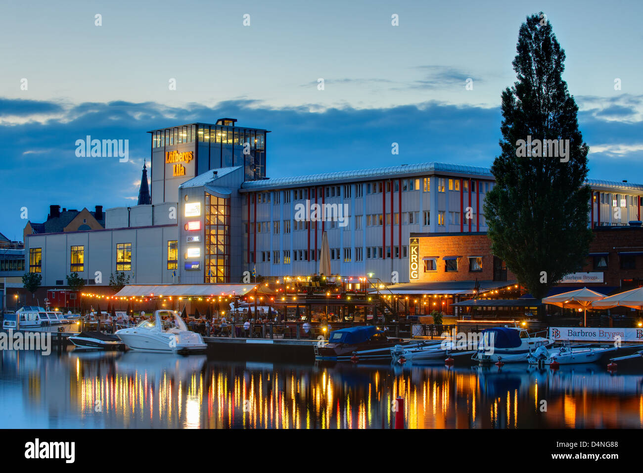 Buildings along the waters of Karlstad, Värmland, Sweden, Europe Stock