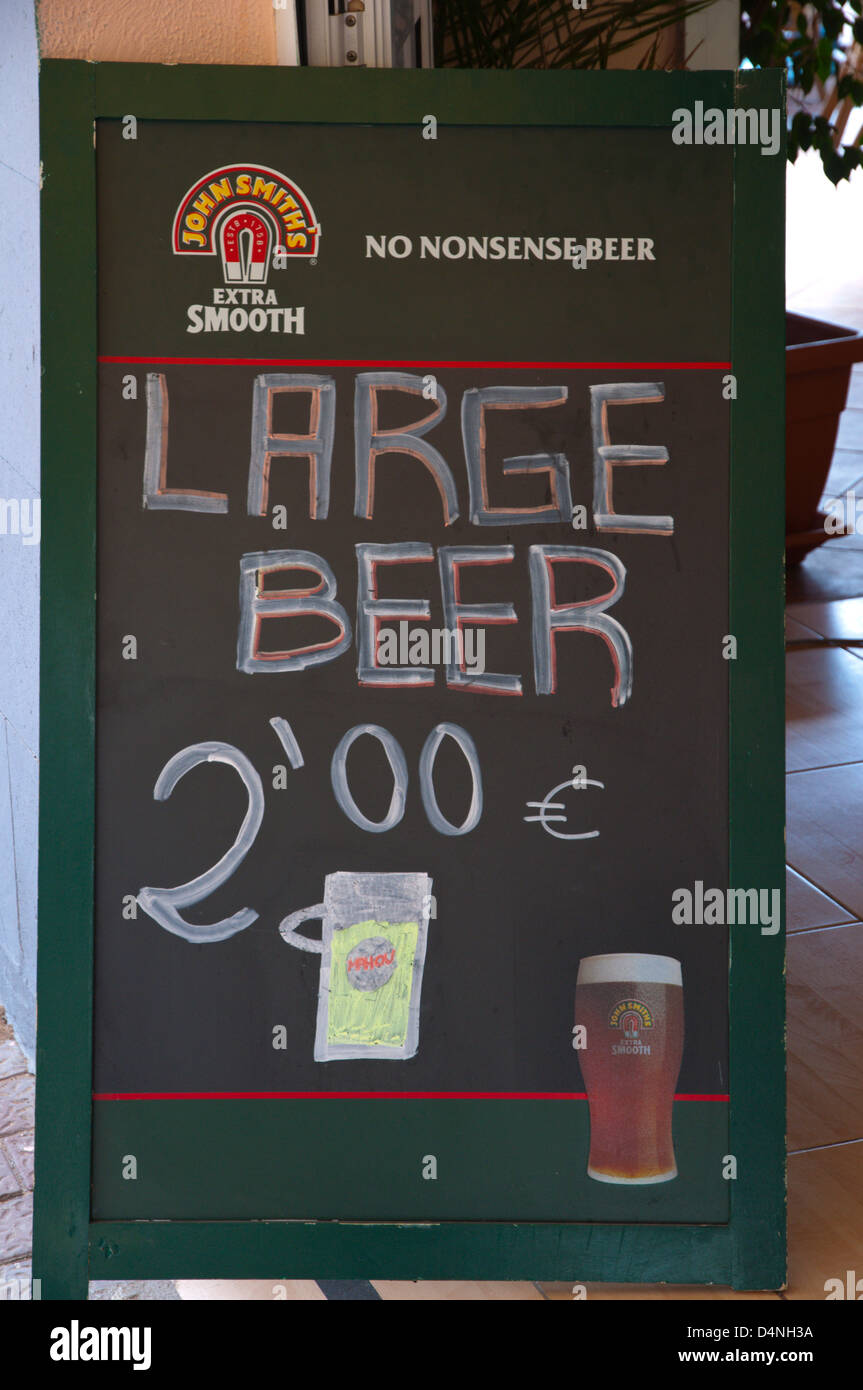 Bar sign advertising beer Puerto de Mogan resort Gran Canaria island