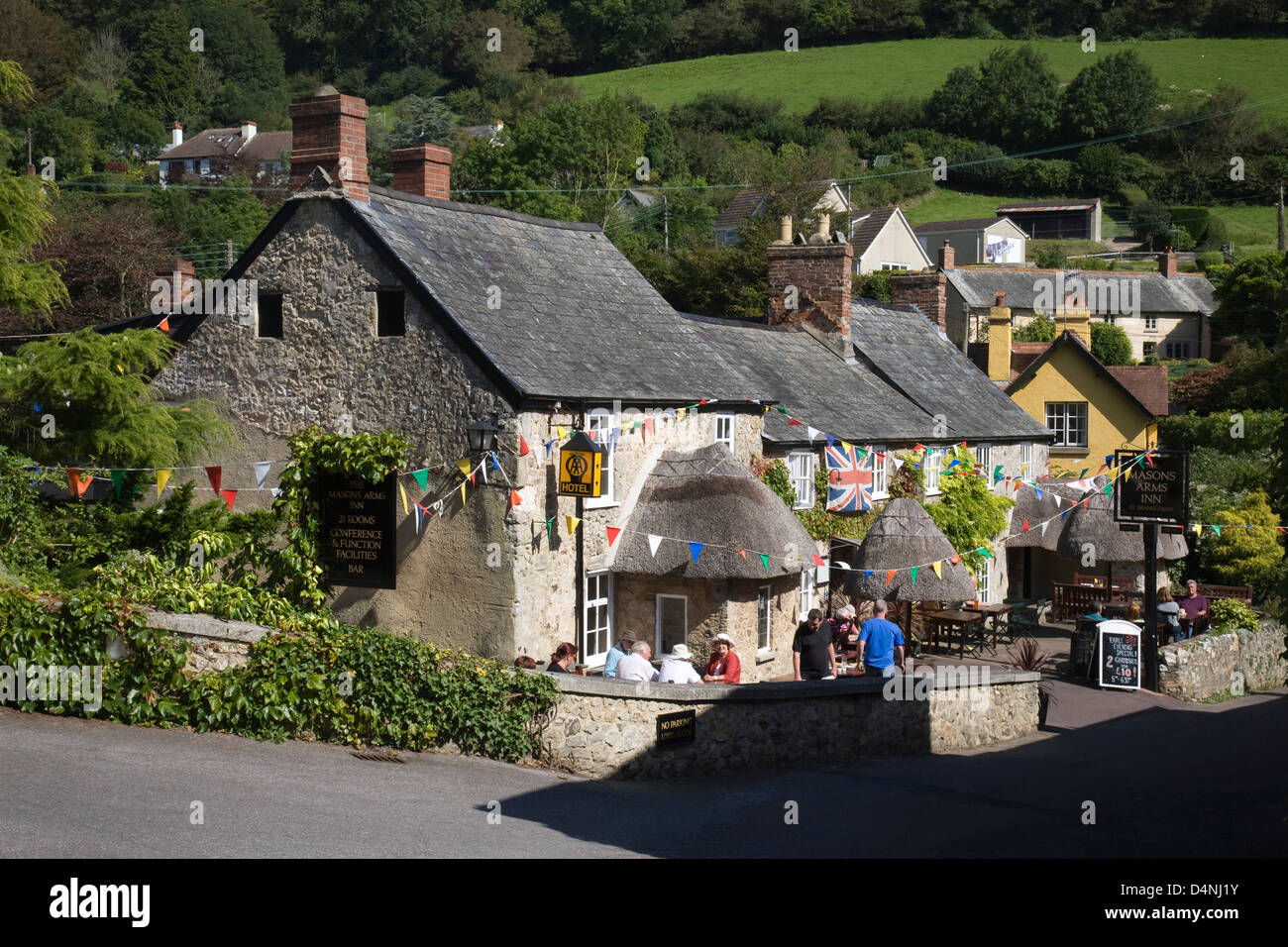 The Masons Arms hotel and pub at Branscombe village, Devon, England. Stock Photo