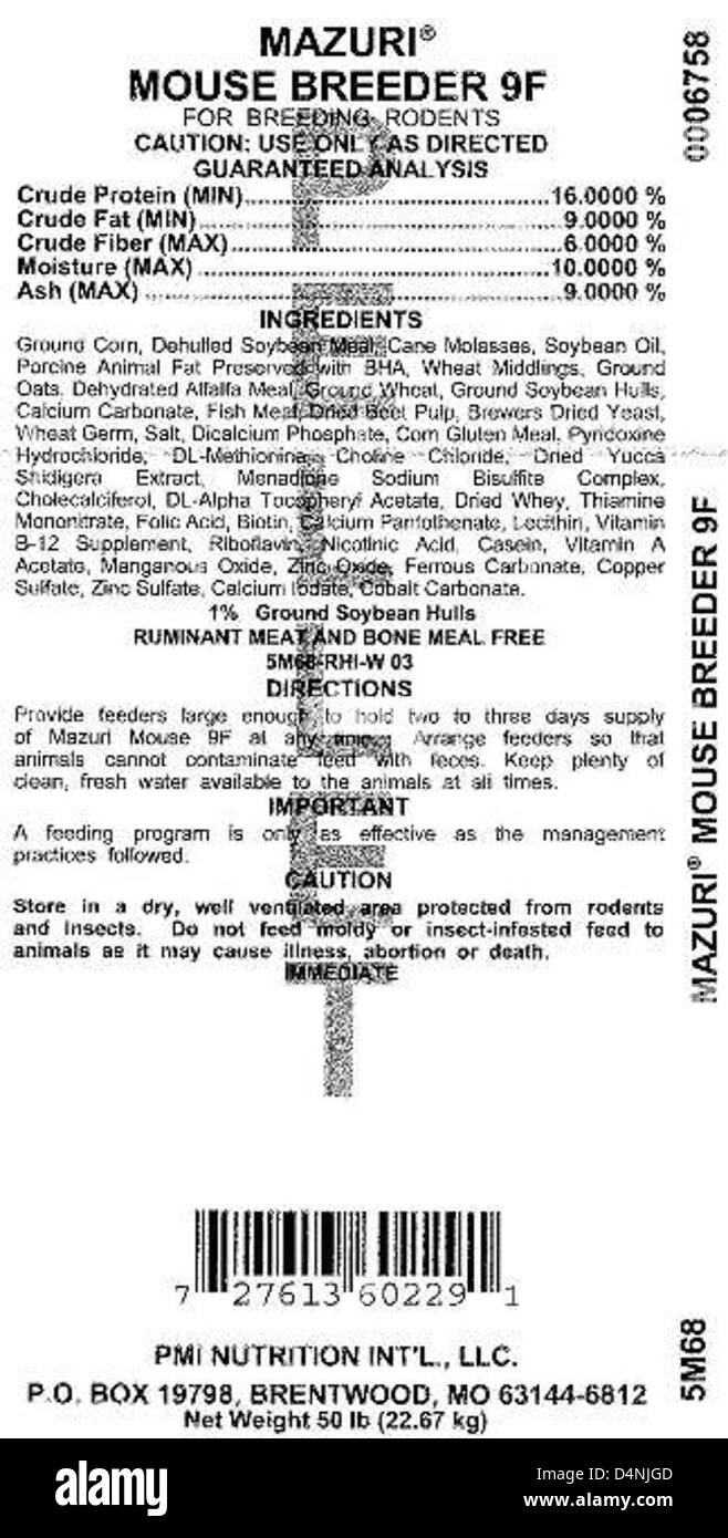 RECALLED Animal feed Stock Photo Alamy