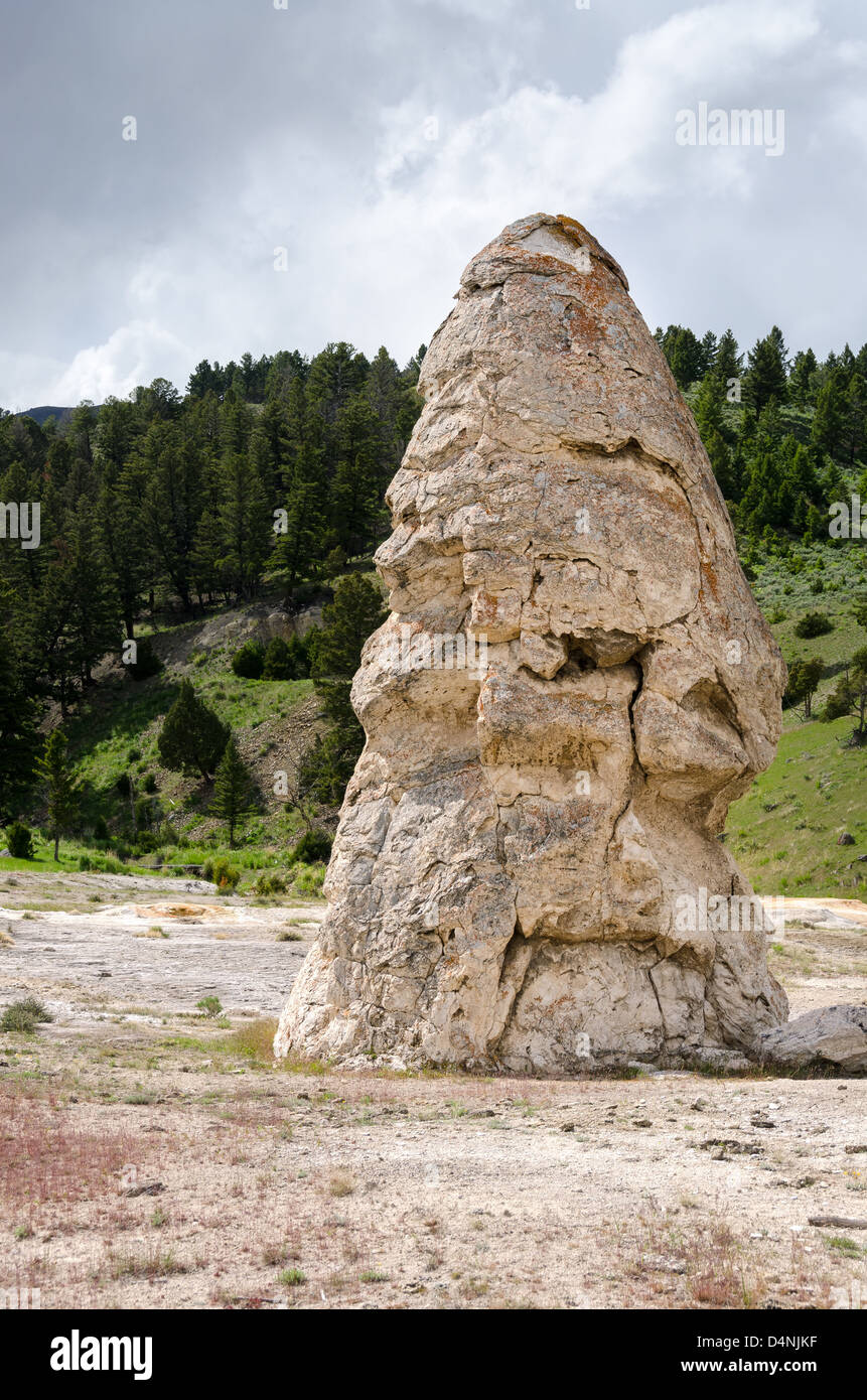 pinnacle of rock at Mammoth Hot Springs in Yellowstone National Park in