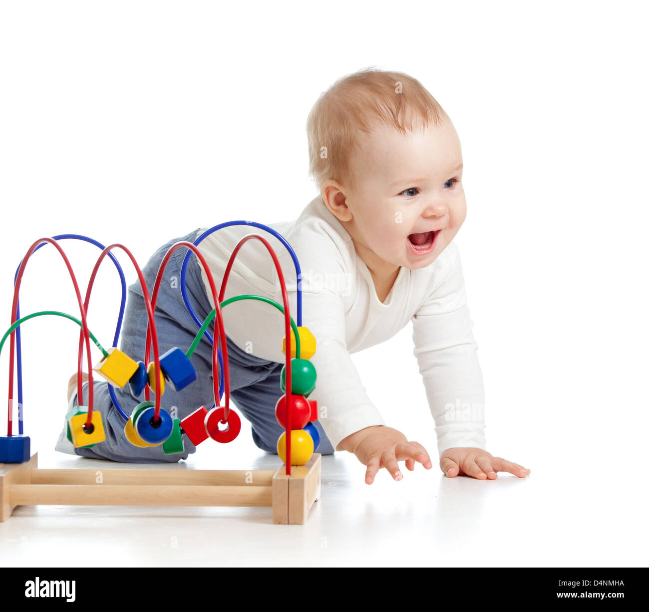 pretty baby with color educational toy Stock Photo - Alamy
