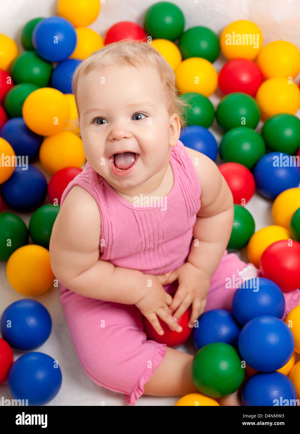 pretty baby with color educational toy Stock Photo