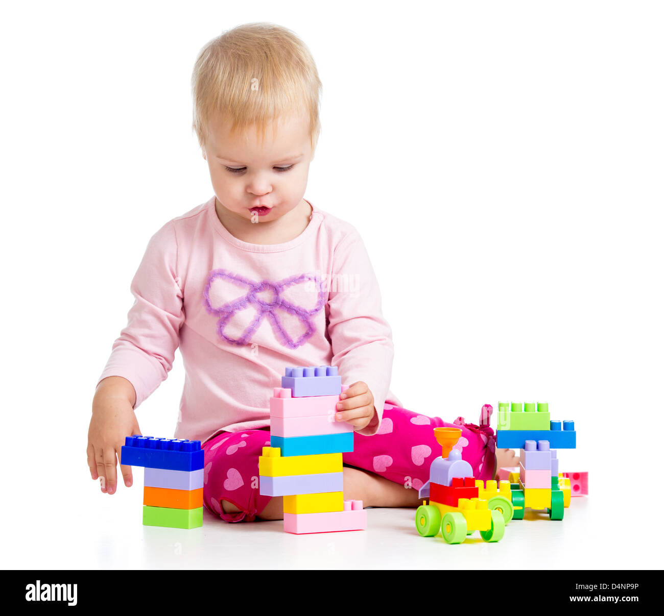 child playing with toys. Isolated on white background Stock Photo - Alamy