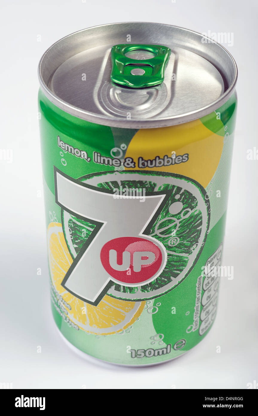 Can of 7up fizzy drink Stock Photo