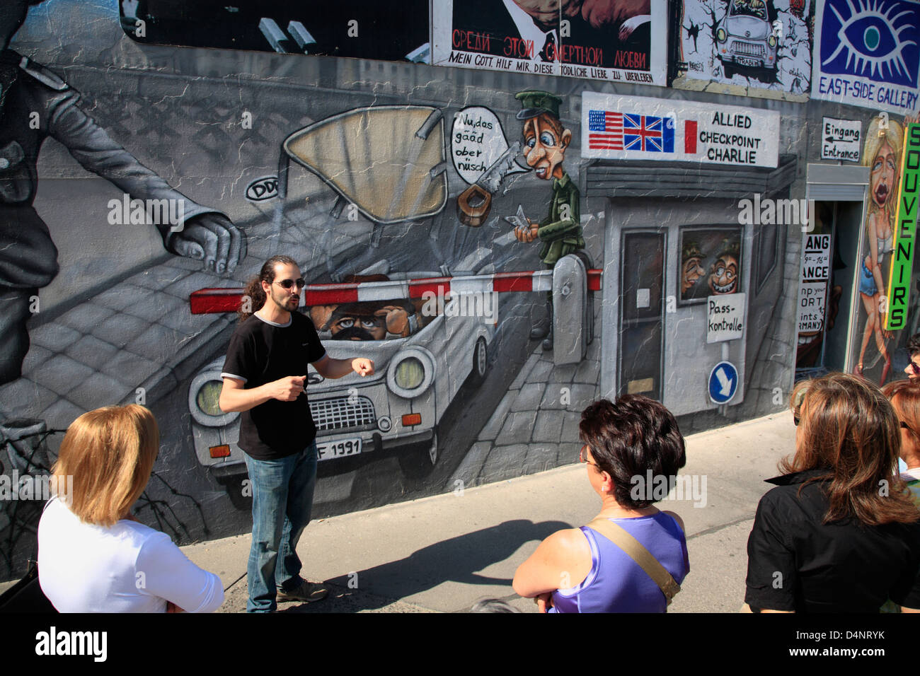Guided tour at East Side Gallery, Friedrichshain, Berlin, Germany Stock Photo