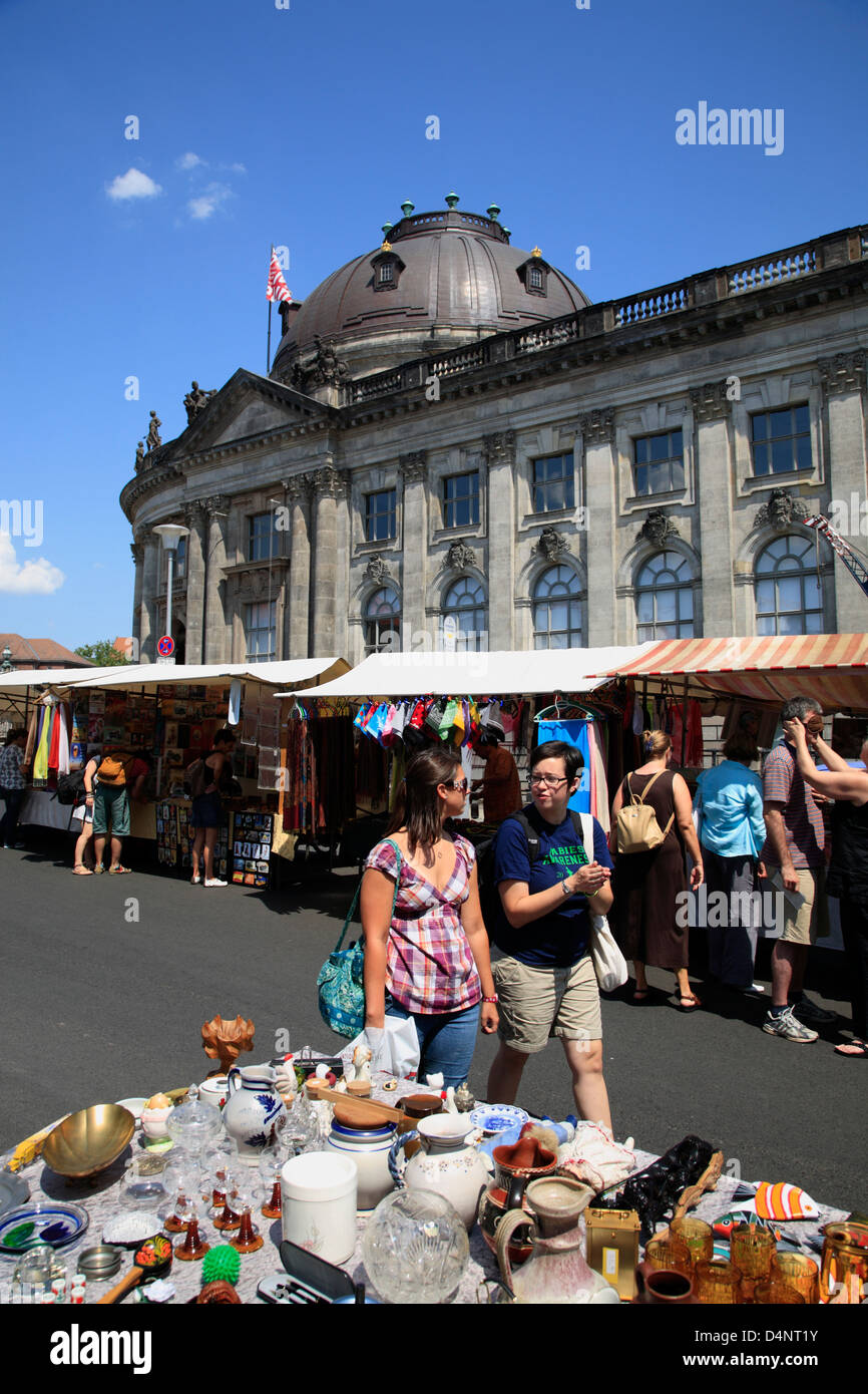 Germany, Berlin, Antik - and Bookmarket at Spreekanal, Bodemuseum in the bckground Stock Photo