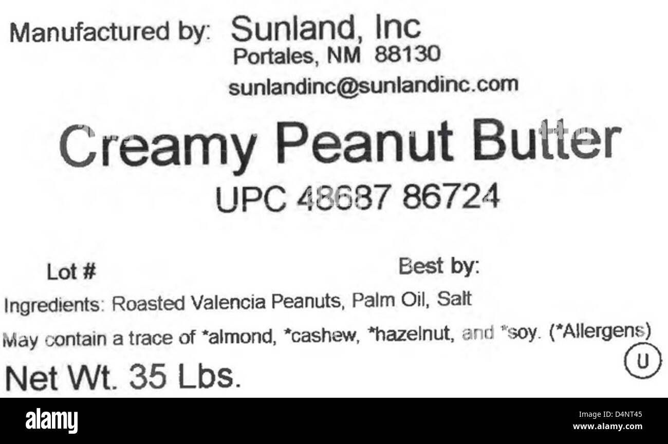 RECALLED Cashew Butter, Tahini and Roasted Blanched Peanuts Stock