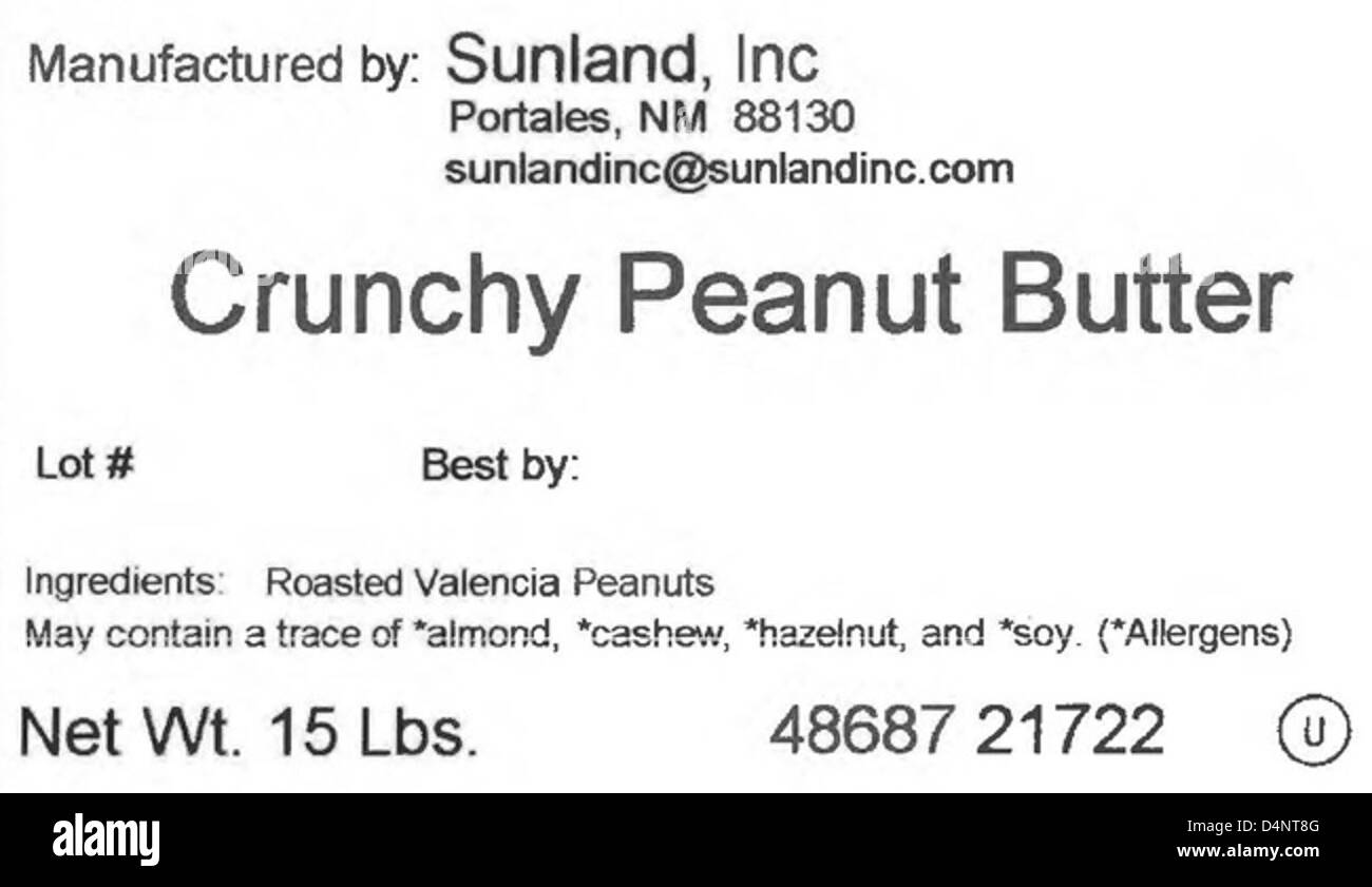 RECALLED Cashew Butter, Tahini and Roasted Blanched Peanuts Stock