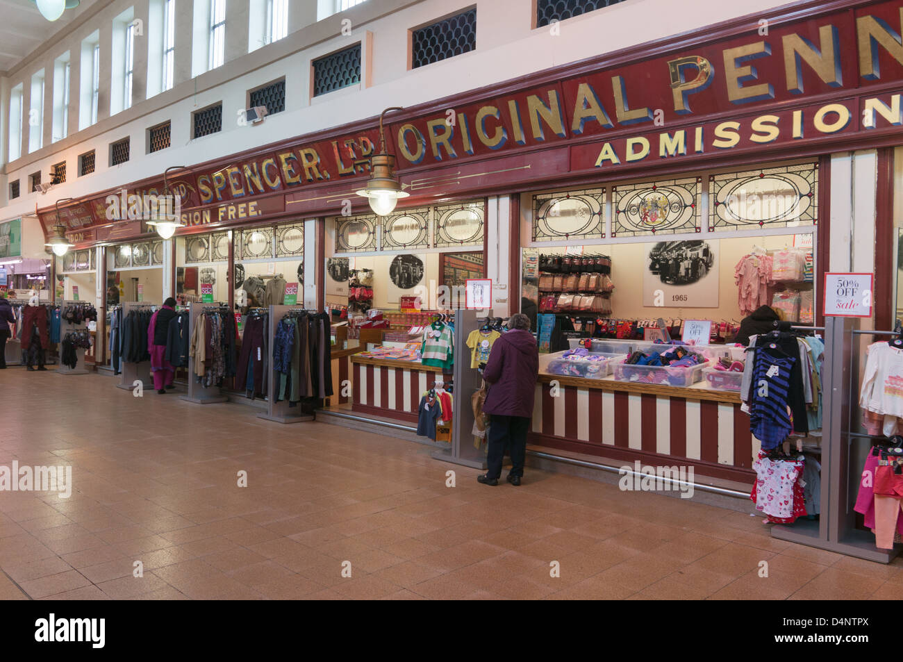 Marks and Spencer Original Penny Bazaar Grainger Market, Newcastle upon Tyne, north east England UK Stock Photo