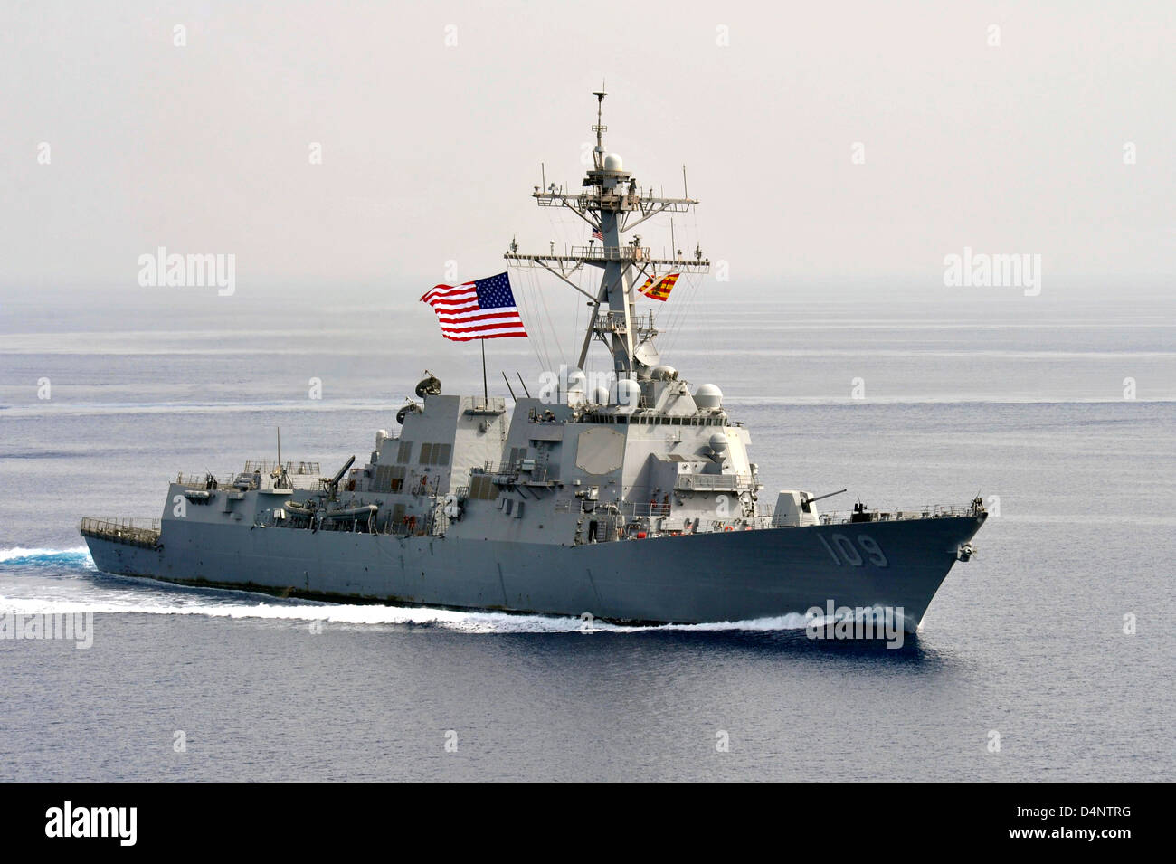 The US Navy Guided-missile destroyer USS Jason Dunham operating March 14, 2013 in the Arabian Sea in support of the Afghan War. Stock Photo