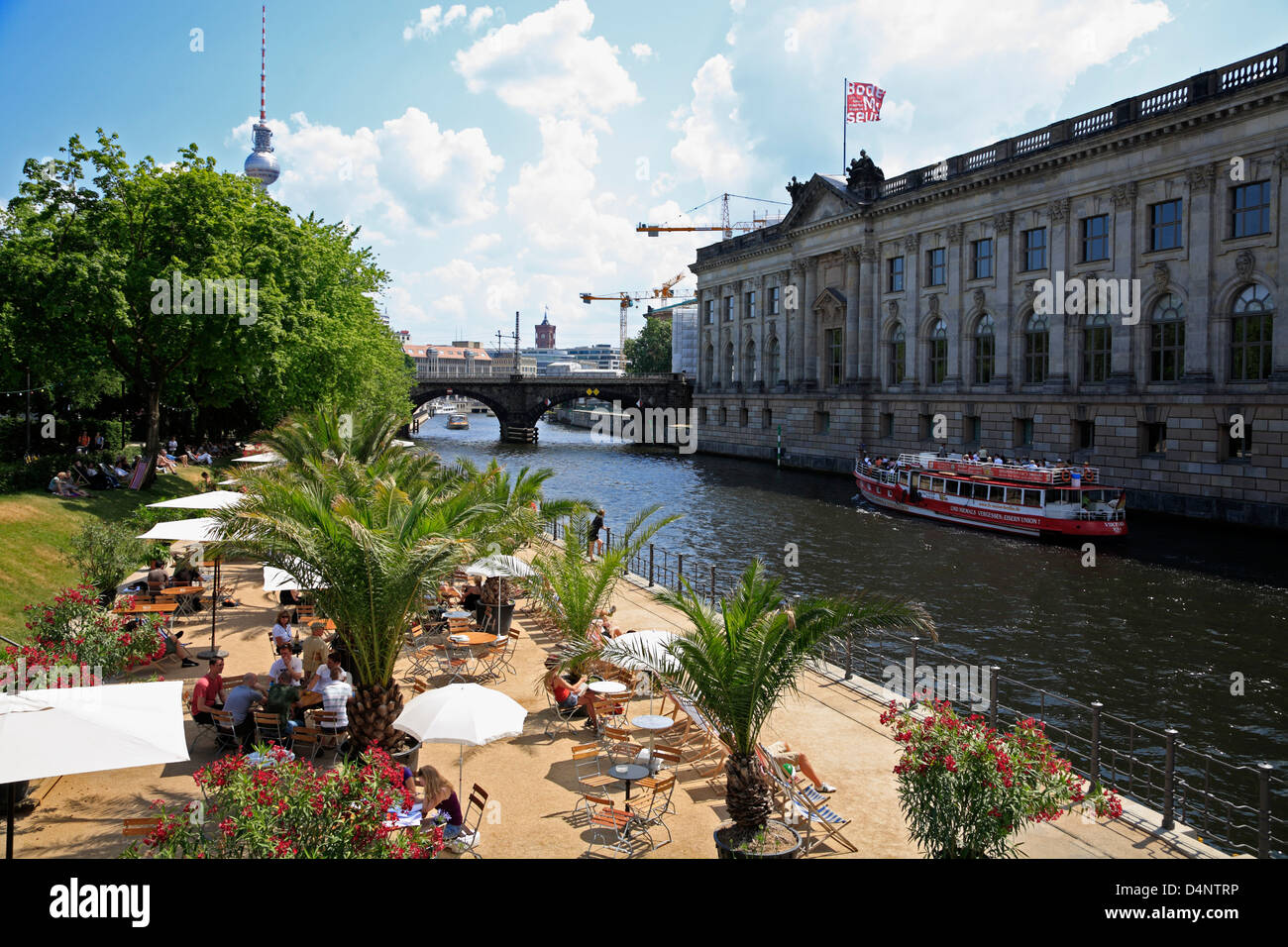 Germany, Berlin, Strandbar Mitte at river Spree Stock Photo