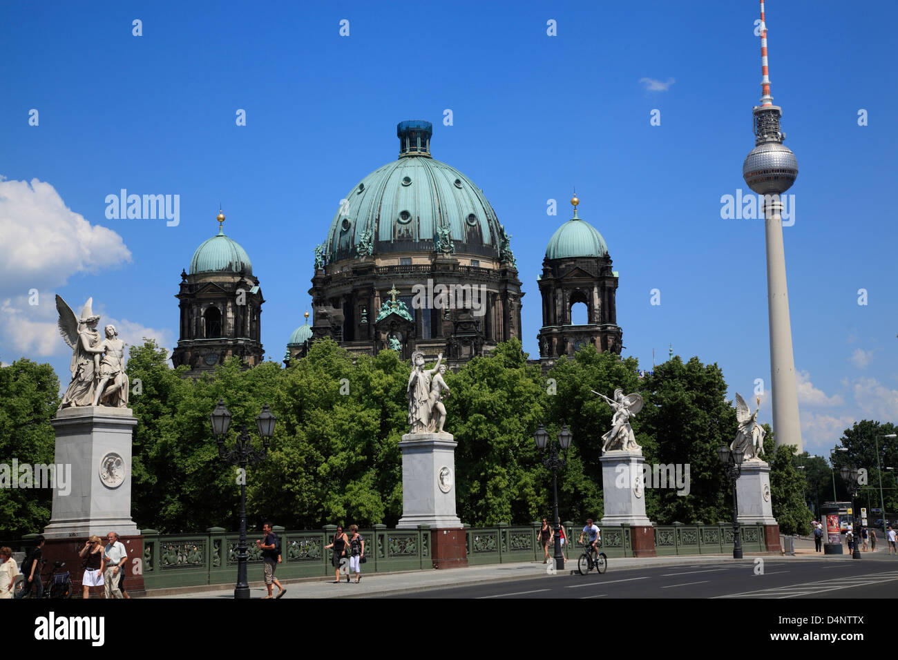 Berlin Dom, Berlin Cathredal and TV-Tower, Berlin, Germany Stock Photo