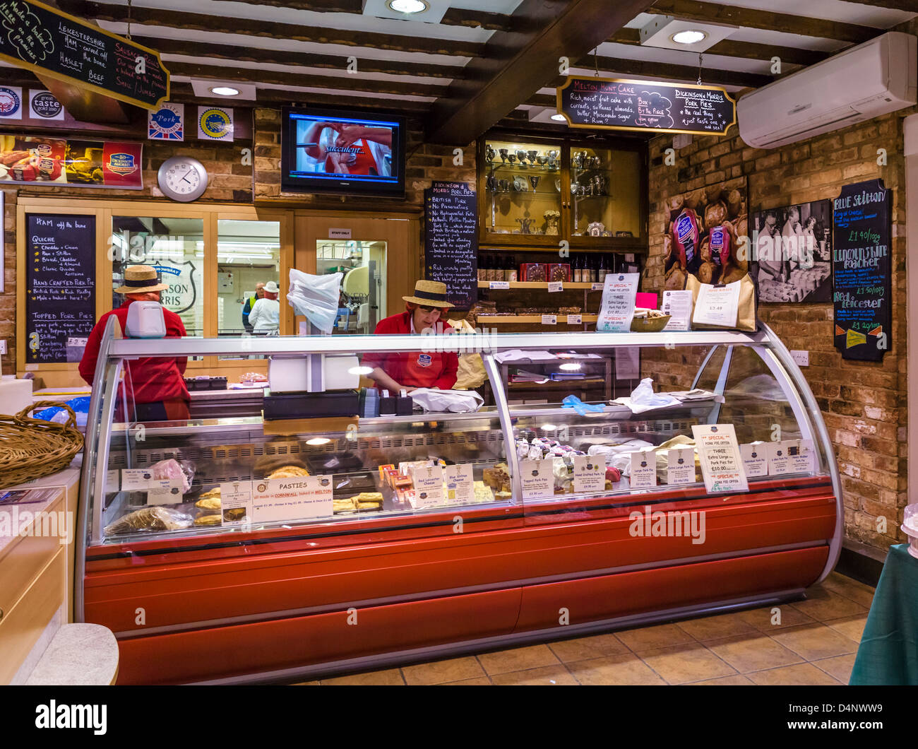 Interior of Ye Olde Pie Shoppe (Dickinson and Morris) on Nottingham Street in Melton Mowbray, Leicestershire, UK Stock Photo