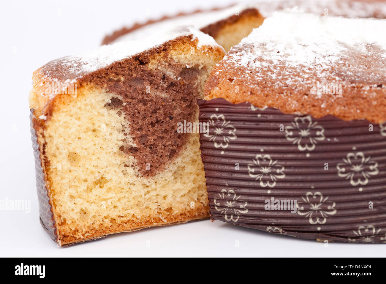 Sweet colourful pound cake on white background Stock Photo
