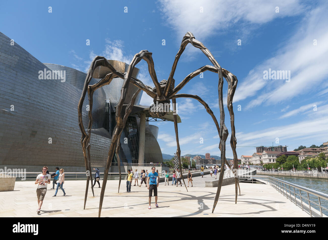 The Guggenheim Museum and the Maman sculpture by the artist Louise Bourgeois located in Bilbao