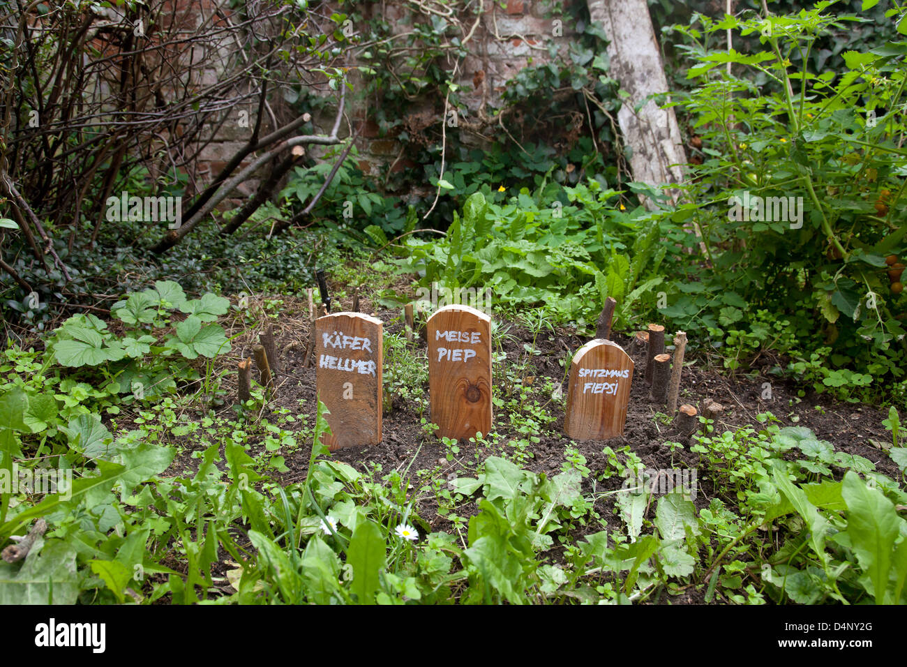 Rühstädt, Germany, cemetery for a child found dead animals and insects Stock Photo