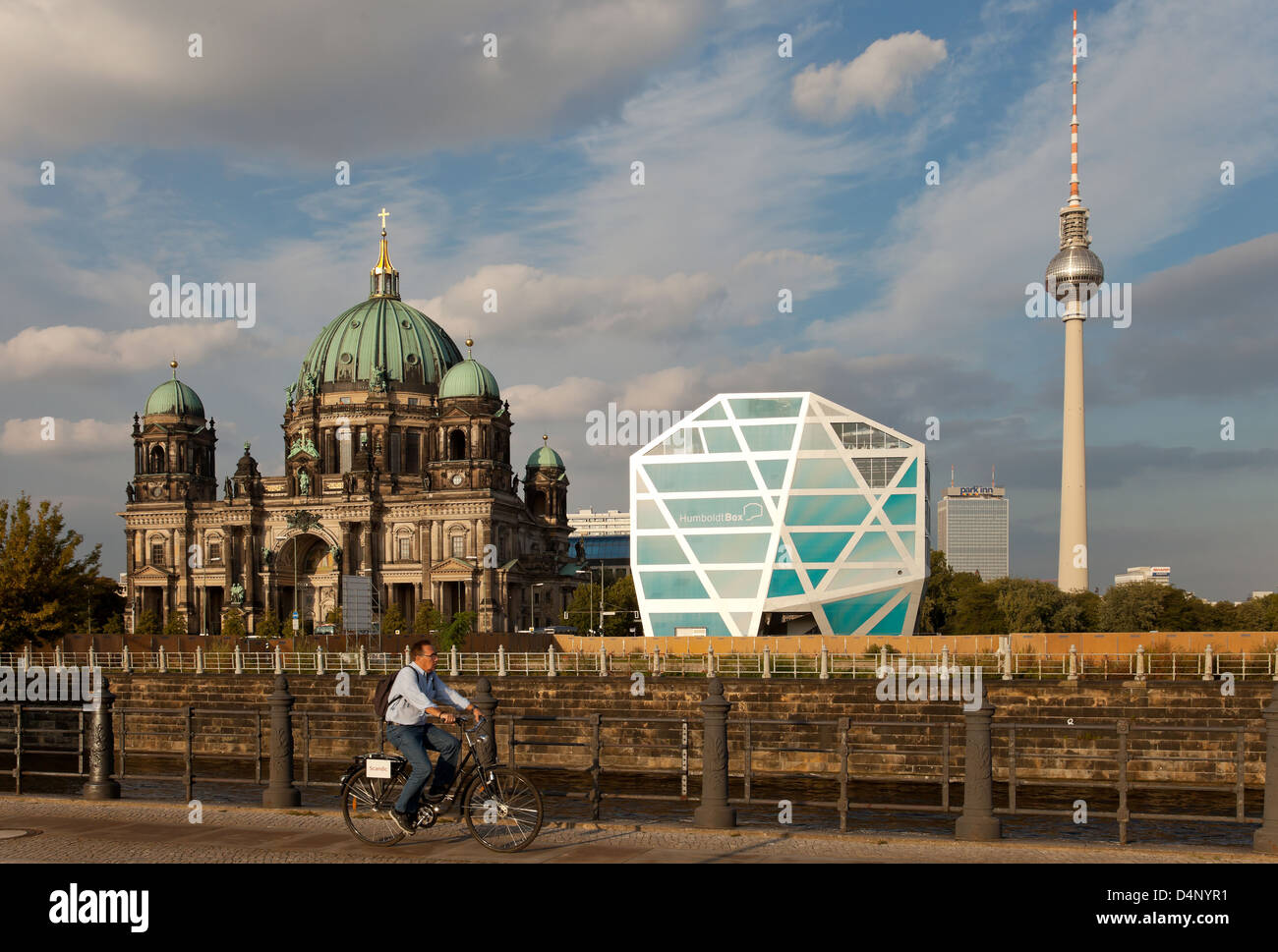 Berlin, Germany, the Berliner Dom, the Humboldt-Box and the TV tower Stock Photo