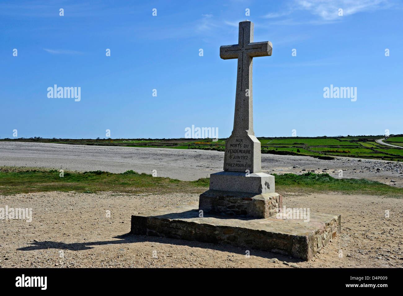Cross of Vendémiaire, submarine sank off the coast,1912,Goury,Auderville,Cap de la Hague,Manche,Basse-Normandie,Cotentin,France Stock Photo