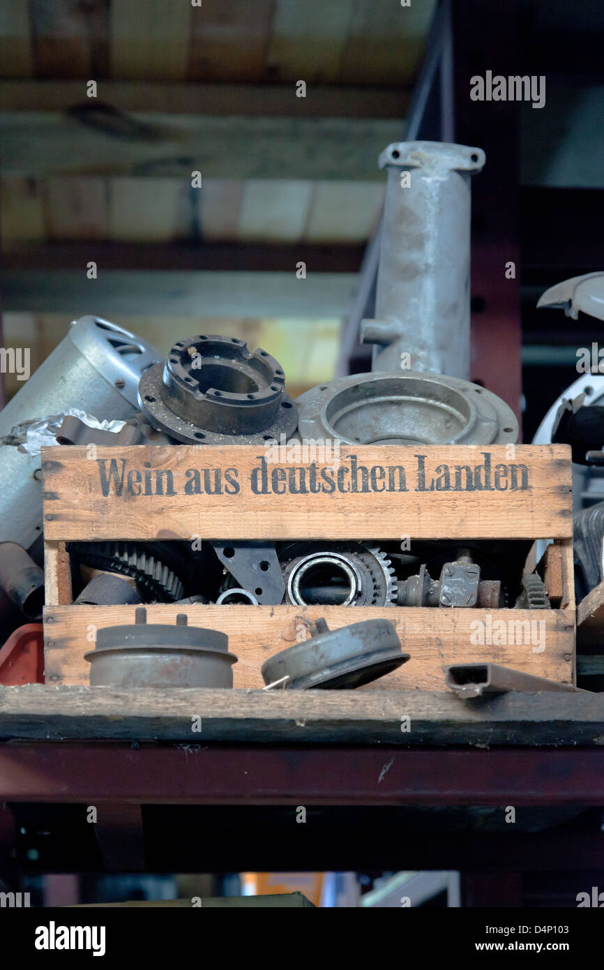 Berlin, Germany, car parts in an old wine box Stock Photo Alamy