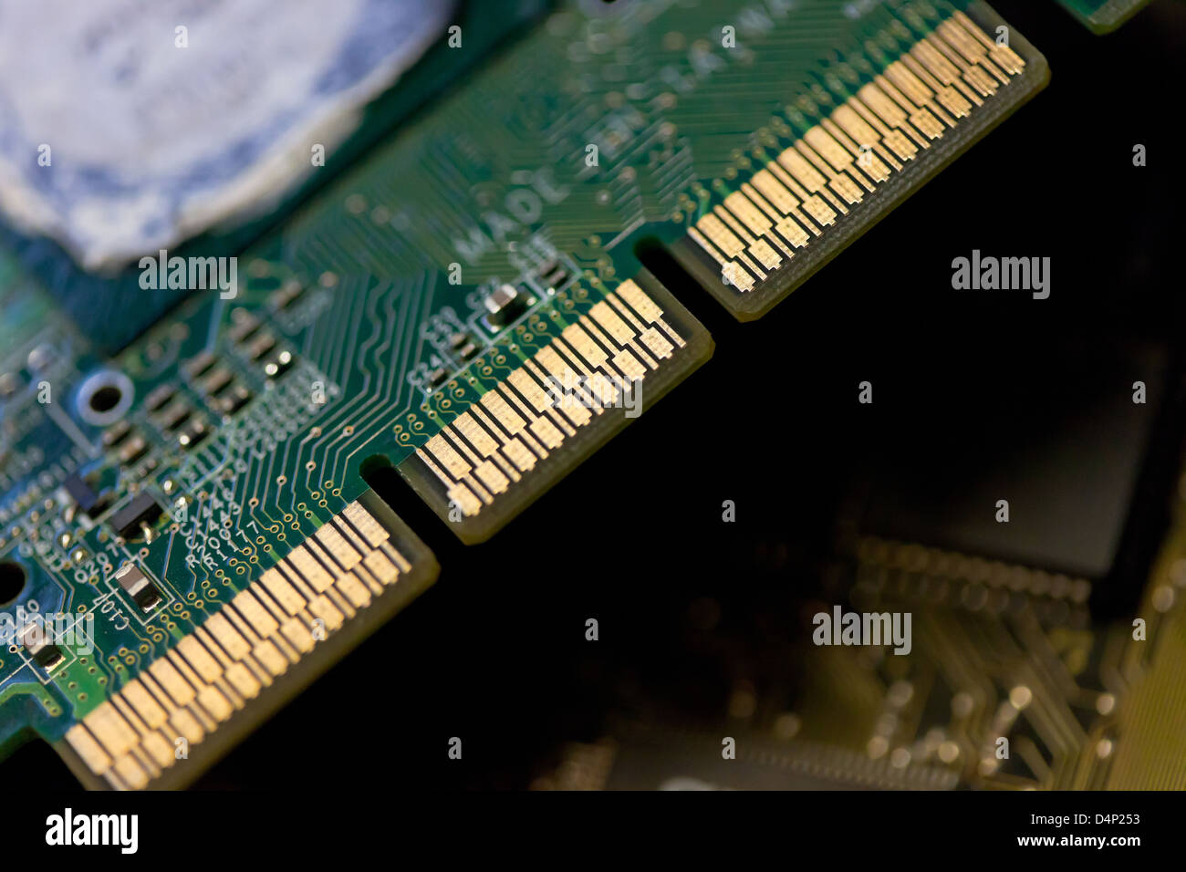 Berlin, Germany, gold contacts on a printed circuit board Stock Photo