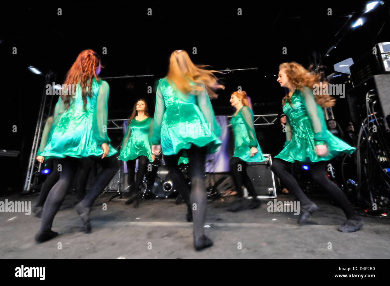 Belfast, Northern Ireland. 17th March, 2013. Irish Dancers perform at the annual St Patrick's Day concert. Stock Photo