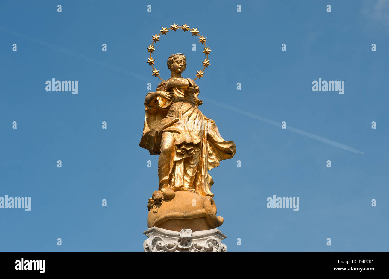 Nitra, Slovakia, Detail with a statue at the castle well in Nitra Stock Photo