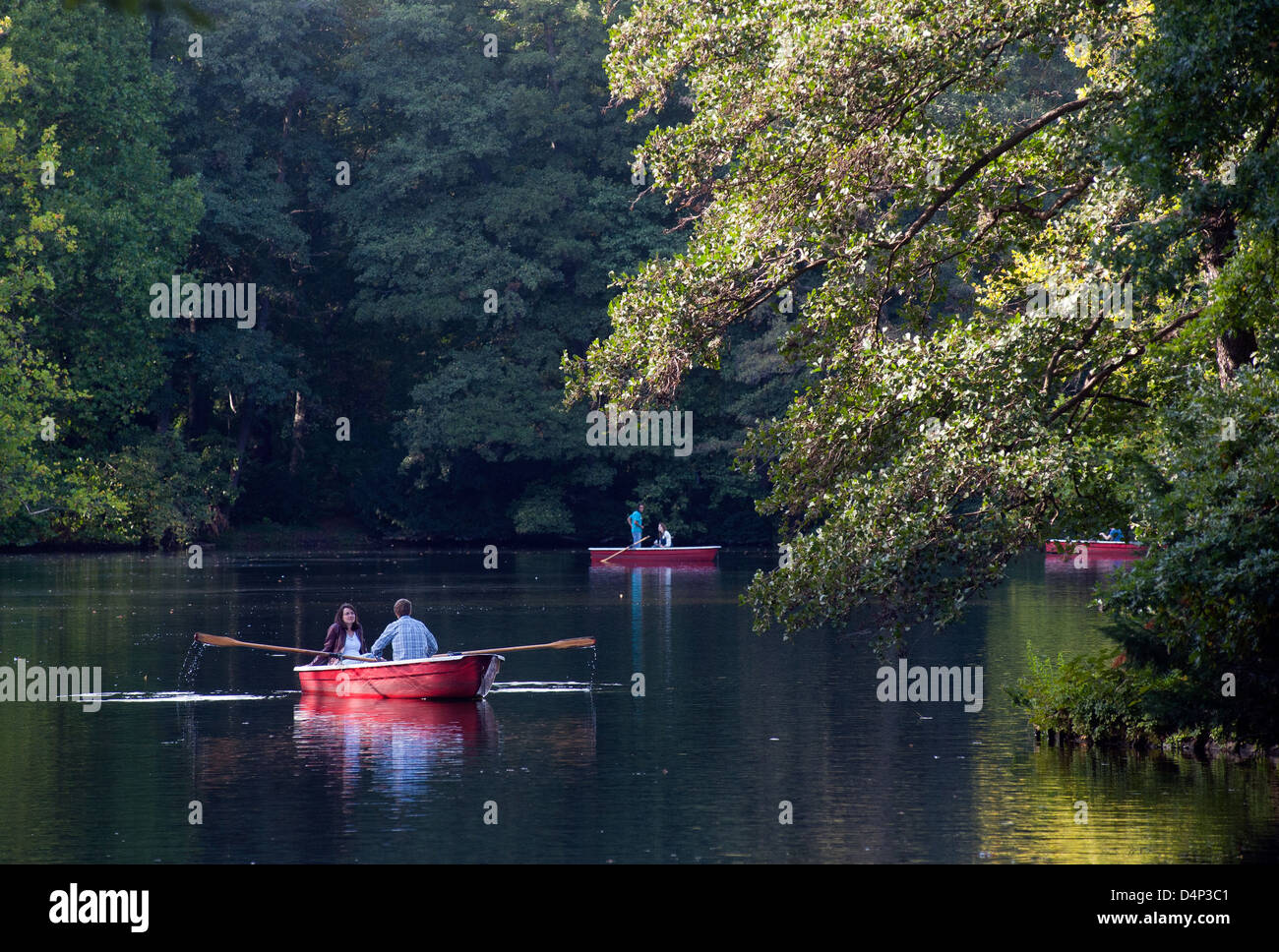 Berlin, Germany, rowing boats on the new lake in Berlin-Tiergarten Stock Photo