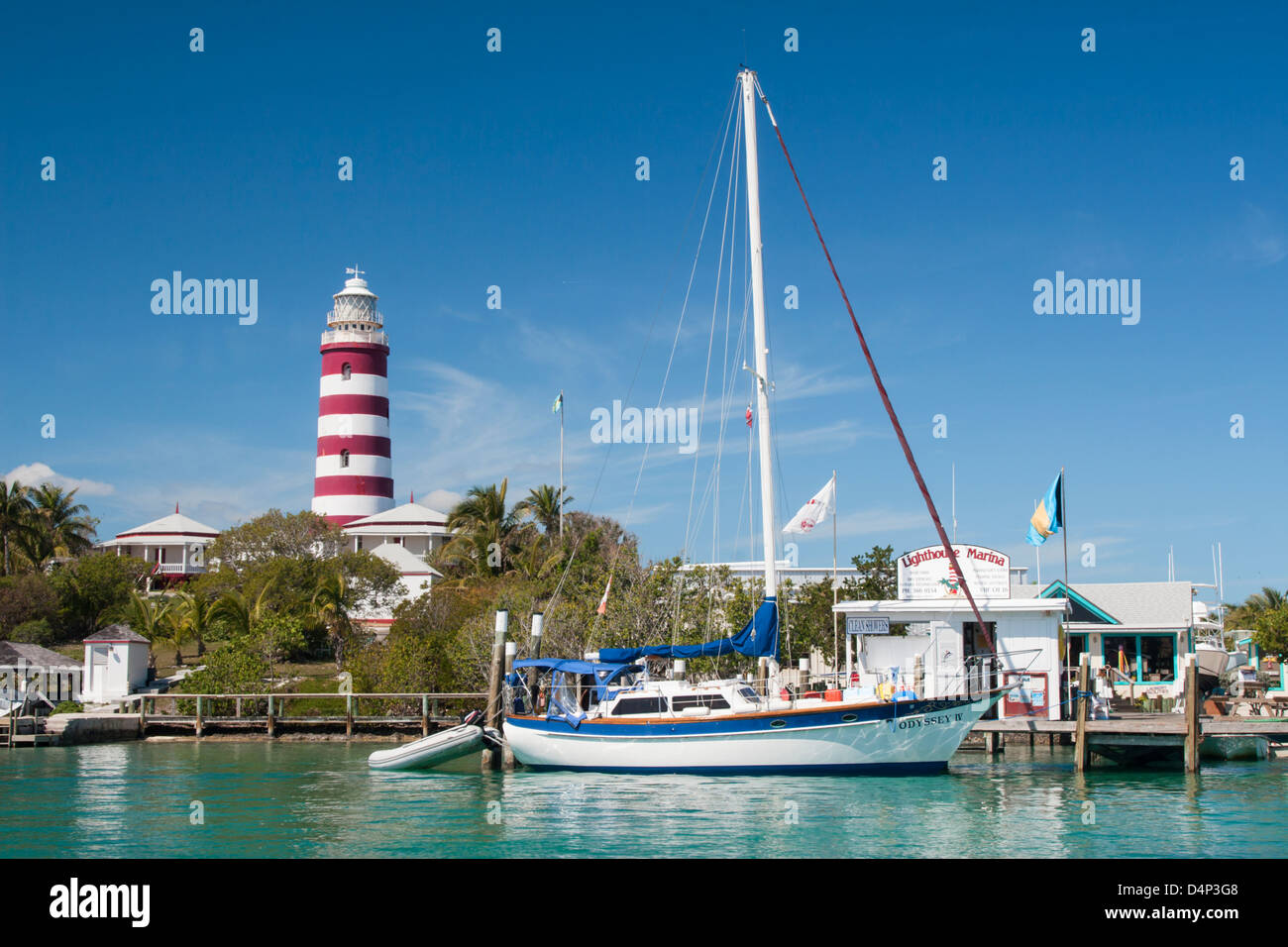 The lighthouse and marina at Hope Town, Abaco, Bahamas Stock Photo Alamy